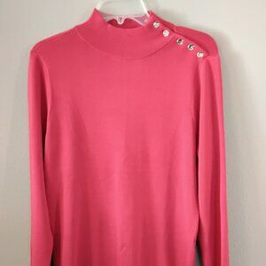 Chico's Ribbed Knit Turtleneck Sweater, Red, Size 2 (US- Large)